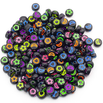 Бусины таблетка Фигуры 7х4 мм +-25 г (+-200 шт.) Черные фигуры Разных цветов