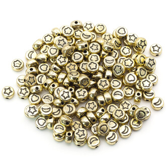 Намистини таблетка Фігури 7х4 мм Золотистий фігури Чорні упаковці +-25 г (+-190 шт.)