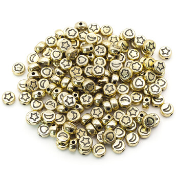 Бусины таблетка Фигуры 7х4 мм Золотистый фигуры Черные упаковке +-25 г (+-190 шт.)