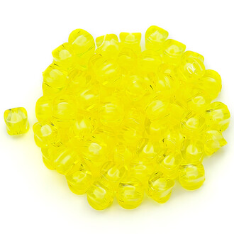 Бусины пластиковые квадратные 10 мм Желтый лимонный +-25 г (+-55 шт.)