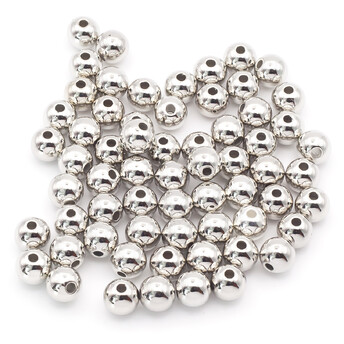 Бусины пластиковые под металл 5 мм Платина +-15г (+-365 шт.)