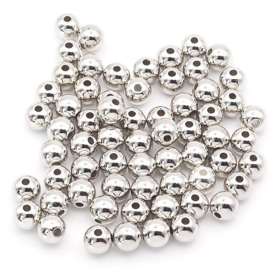 Бусины пластиковые под металл 5 мм Платина +-15г (+-365 шт.)