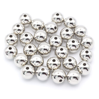 Бусины пластиковые под металл 10 мм Платина +-20 г (+-35 шт.)