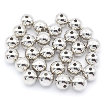 Бусины пластиковые под металл 10 мм Платина +-20 г (+-35 шт.)