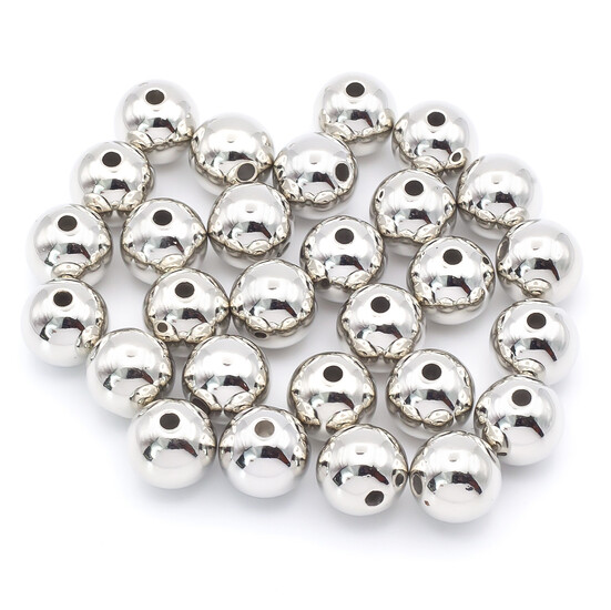 Бусины пластиковые под металл 10 мм Платина +-20 г (+-35 шт.)