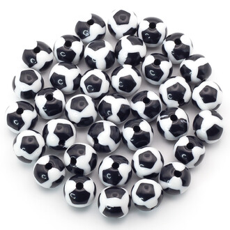 Бусины круглые Футбольный мяч 10 мм Черный с белым +-15г (+-18 шт.)