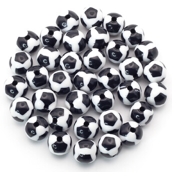 Бусины круглые Футбольный мяч 10 мм Черный с белым +-15г (+-18 шт.)