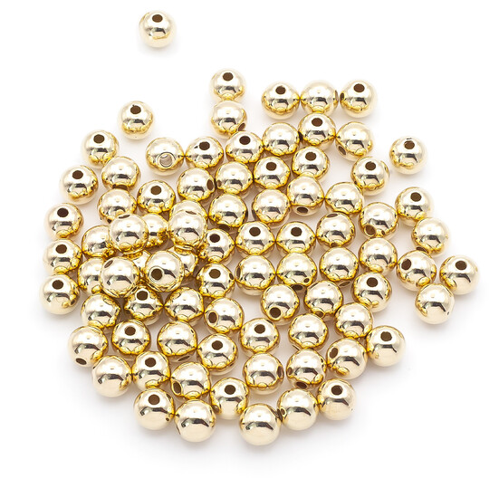 Бусины пластиковые под металл 8 мм Ø 2 мм +-20 г (70 шт.) Золотистый светлый