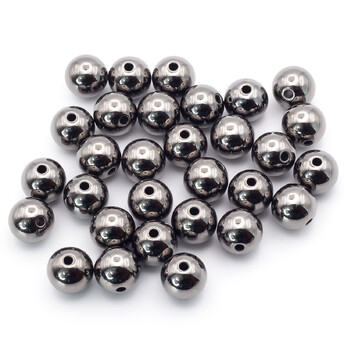 Бусины пластиковые под металл 10 мм Черный Никель +-20 г (+-35 шт.)