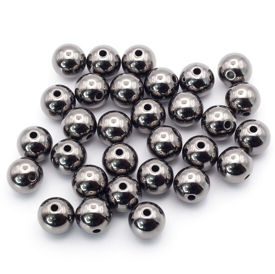 Бусины пластиковые под металл 10 мм Черный Никель +-20 г (+-35 шт.)