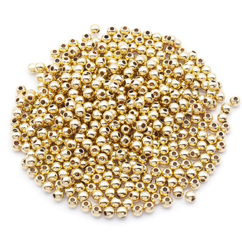 Бусины пластиковые под металл 3 мм Золотистый светлый +-15г (+-1700 шт.)
