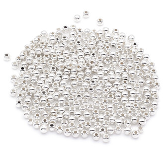 Бусины пластиковые под металл 3 мм Ø 1 мм +-15 г (1700 шт.) Серебристый