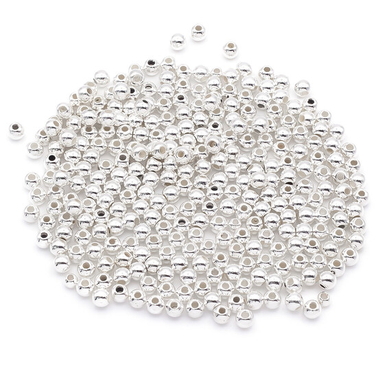 Бусины пластиковые под металл 3 мм Ø 1 мм +-15 г (1700 шт.) Серебристый