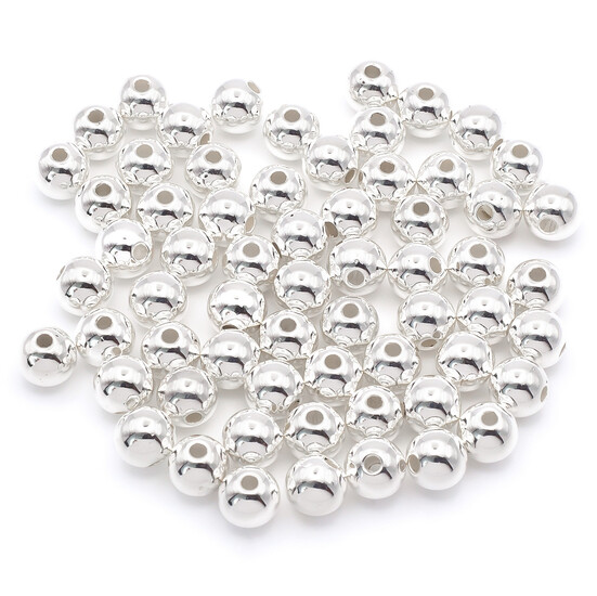 Бусины пластиковые под металл 6 мм Серебристый +-20 г (+-170 шт.)