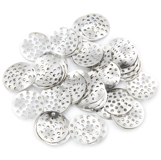 Основа для броши "сито" перфорированная платформа 14 мм Платина 50 шт.