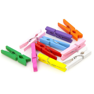 Прищепки декоративные для фото 30х4 мм Микс цветов +-30 шт.