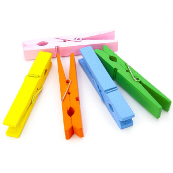 Прищепки декоративные для фото 72х10 мм Микс цветов +-6 шт.