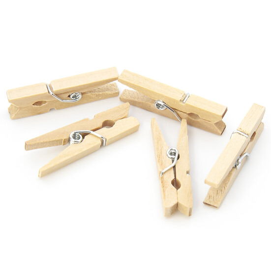 Прищепки декоративные для фото 30х4 мм Натуральный +-30 шт.