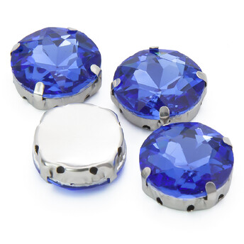 Стразы в цапах Круглые огранка 10 мм Синий 10 шт.