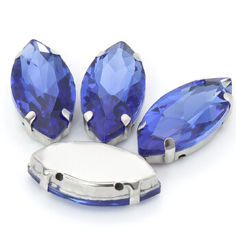 Стразы в цапах пришивные Лодочка 13х27 мм Синий 10 шт.