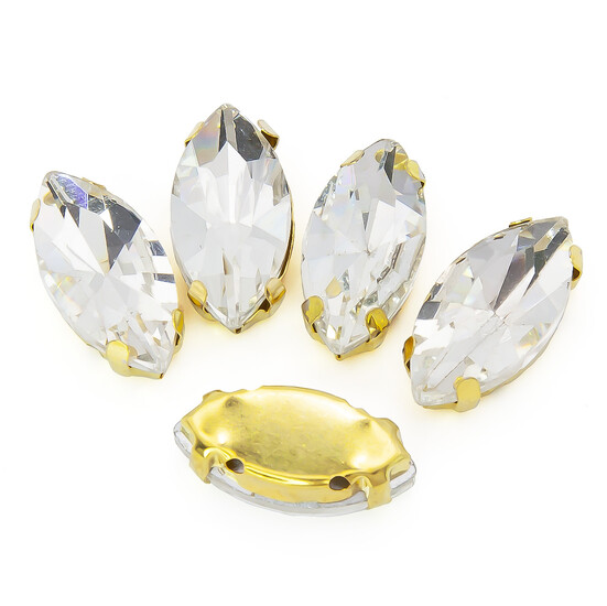 Стразы в золотых цапах Лодочка 4х8 мм Прозрачный 10 шт.
