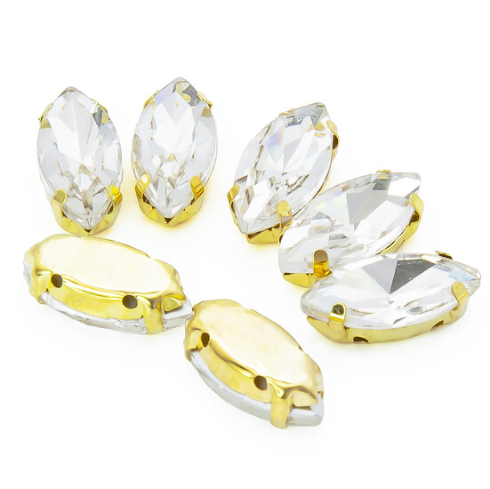 Стразы в золотых цапах Лодочка 4х8 мм Прозрачный 10 шт.