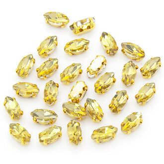 Стразы в золотых цапах Лодочка 4х8 мм Желтый 10 шт.