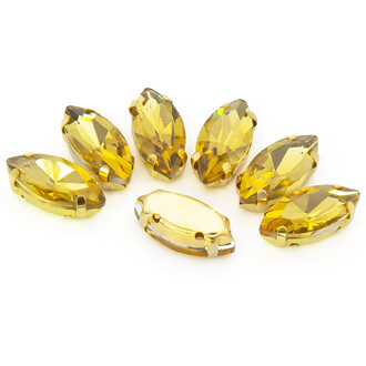 Стразы в золотых цапах Лодочка 7х15 мм Желтый 10 шт.