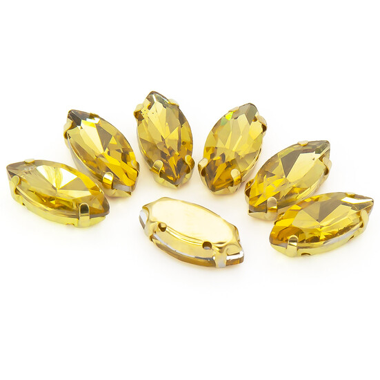 Стразы в золотых цапах Лодочка 5х10 мм Желтый 10 шт.
