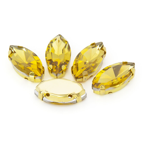 Стразы в золотых цапах Лодочка 5х10 мм Желтый 10 шт.