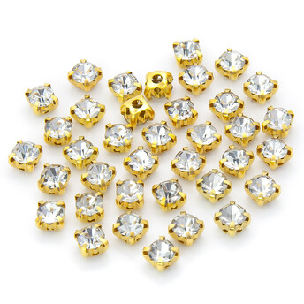 Стразы в золотых цапах Круглые 3 мм Прозрачный 60 шт.