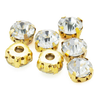 Стразы в золотых цапах Круглые 8 мм Прозрачный 30 шт.