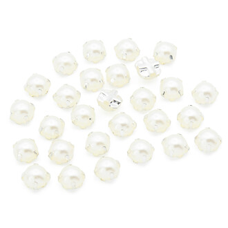 Стразы в серебряных цапах Круглые 6 мм Жемчужный 30 шт.