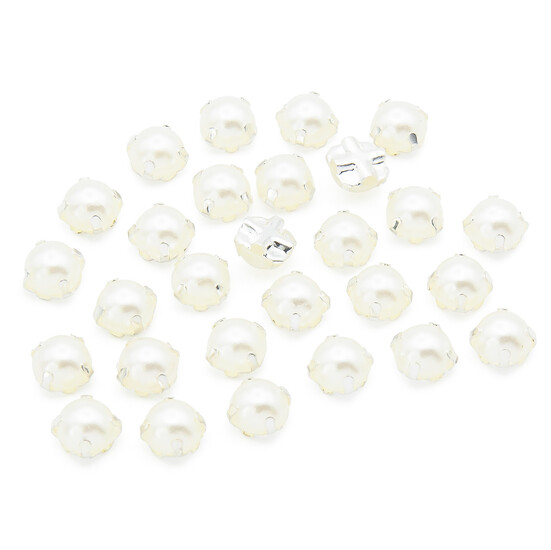 Стразы в серебряных цапах Круглые 6 мм Жемчужный 30 шт.
