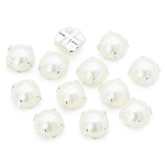 Стразы в серебряных цапах Круглые 8 мм Жемчужный 20 шт.
