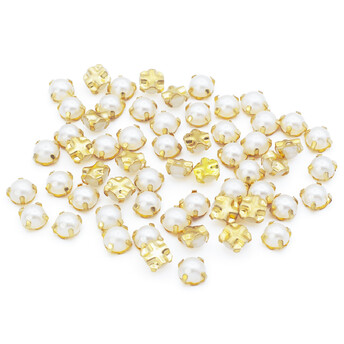 Стразы в золотых цапах Круглые 5 мм Жемчужный 30 шт.