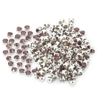 Стразы в цапах пришивные Круглые 4 мм Слива 60 шт.