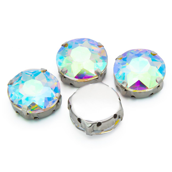 Стразы в цапах Круглые огранка 18 мм АВ 10 шт.