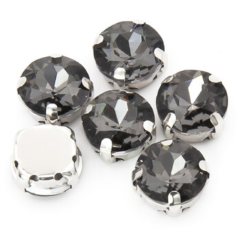 Стразы в цапах Круглые огранка 10 мм Серый 10 шт.