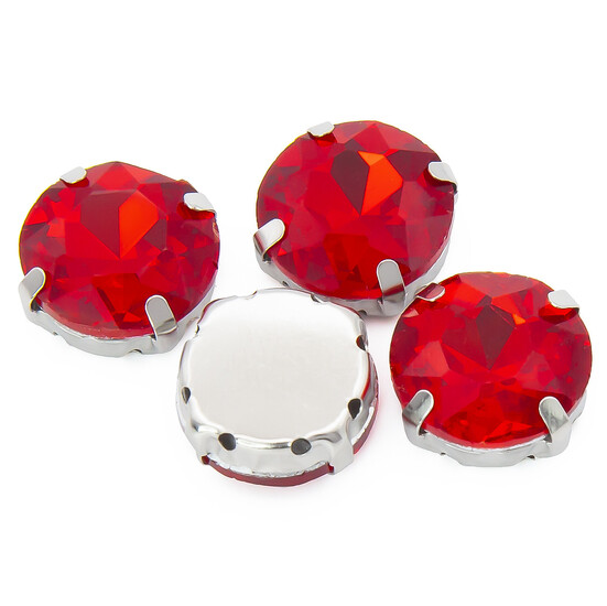 Стрази в оправі Круглі огранювання 14 мм Червоний 10 шт.