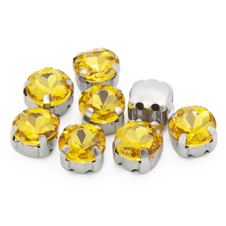 Стразы в цапах Круглые огранка 10 мм Желтый 10 шт.