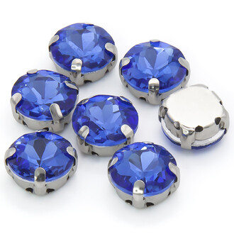 Стразы в цапах Круглые огранка 8 мм Синий 10 шт.