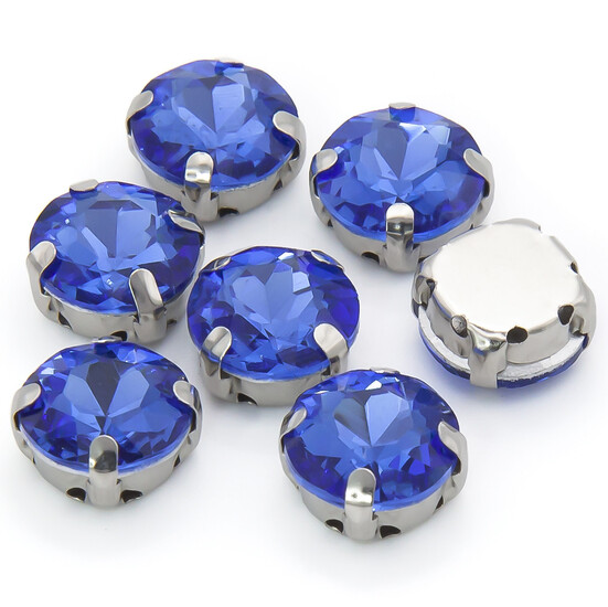 Стразы в цапах Круглые огранка 8 мм Синий 10 шт.