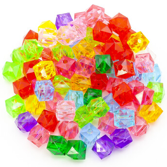 Пластиковые бусины Квадратные 10 мм Разных цветов +-25 г (+-58 шт.)