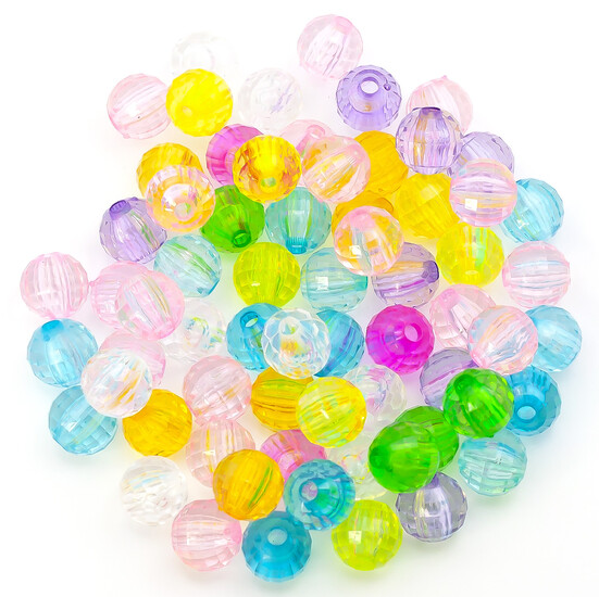 Пластиковые бусины Граненые 10 мм Разных цветов +-25 г (+-58 шт.)