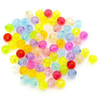 Бусины пластиковые кракелюр 8 мм Ø 1,7 мм Разных цветов +-20 г (+-70 шт.)