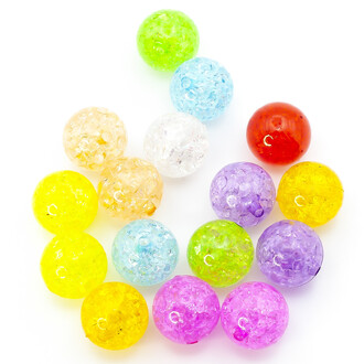 Бусины пластиковые кракелюр 16 мм отверстие 2,5 мм Разных цветов +-20 г (+-8 шт.)
