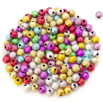 Бусины пластиковые с покрытием 8 мм отверстие 1,5 мм микс цветов +-20 г (+-75 шт.)