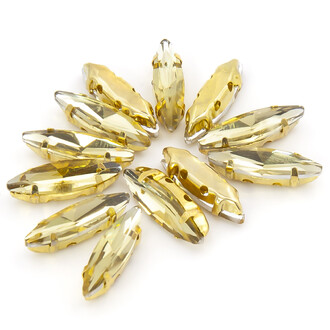 Стразы в золотых цапах Лодочка 4х15 мм Желтый 10 шт.