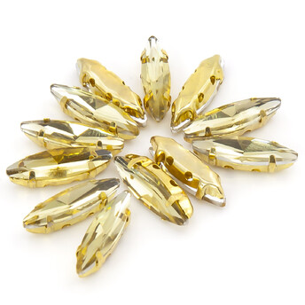 Стразы в золотых цапах Лодочка 4х15 мм Желтый 10 шт.